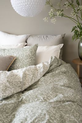 Garden Grön Blad Bäddset Enkeltäcke 150x210 Borganäs of Sweden