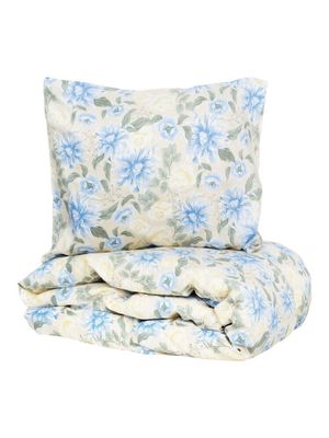 Bollungen Satin Beige Blommor Bäddset Enkeltäcke 150x210 Kosta Linnewäfveri