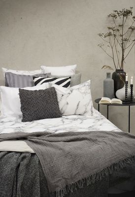 Marmor Vit Bäddset Enkeltäcke 150x210 Borganäs of Sweden