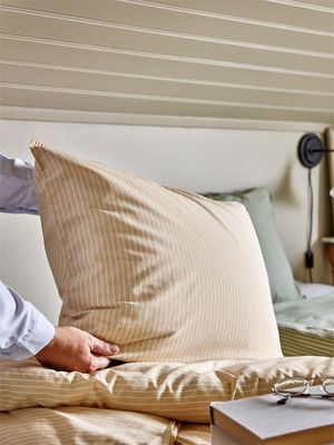 Malte Ljusgul Randigt Bäddset Enkeltäcke 150x210 Redlunds