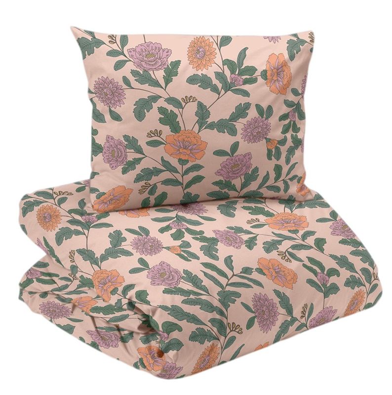 Faye Persika Blommigt Bäddset Enkeltäcke 150x210 Redlunds