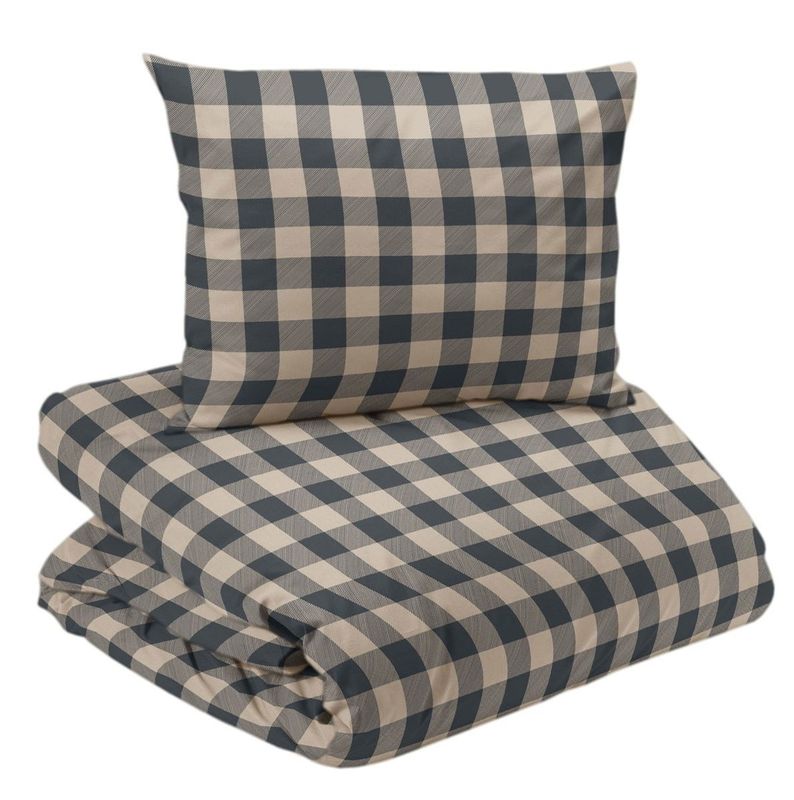 Livigno Blå Flanell Rutigt Bäddset Enkeltäcke 150x210 Redlunds