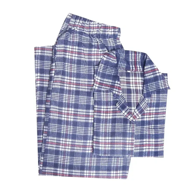 Pyjamas Flanell Rutigt Mörkblå/Vit Recycled by Wille