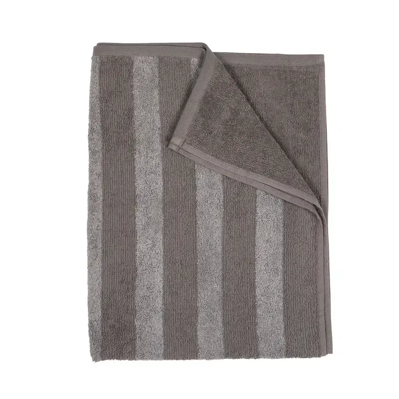 Stripe Frotté Grå Badrumshandduk Fondaco