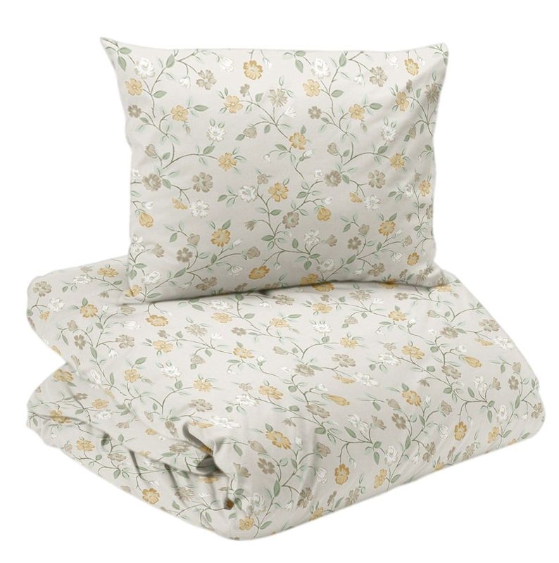 Lotta Beige Blommor Bäddset Enkeltäcke 150x210 Redlunds
