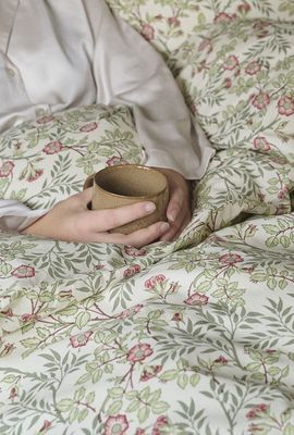 Vera Grön Blommigt Bäddset Enkeltäcke 150x210 Borganäs of Sweden