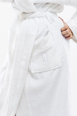 Morgonrock med luva Vit Kosta Linnewäfveri