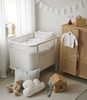 John Beige Bilar Barn Bäddset Spjälsäng 100x130 Borganäs of Sweden