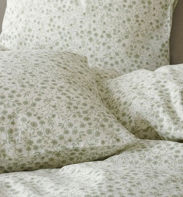 Hedda Grön Småblommigt Bäddset Enkeltäcke 150x210 Borganäs of Sweden