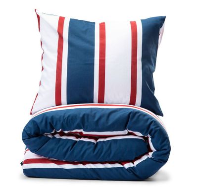 Ramsvik Marinblå Randigt Maritimt Bäddset Enkeltäcke 150x210 Lord Nelson