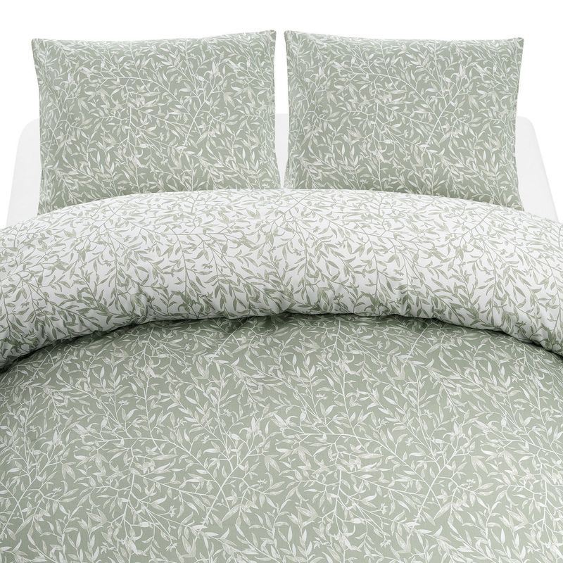 Garden Grön Blad Bäddset Dubbeltäcke 220x210 Borganäs of Sweden