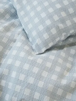 Birk Blå Rutig Bäckebölja Bäddset Enkeltäcke 150x210 Höie