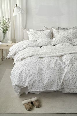 Vilja Blå Blommigt Bäddset Enkeltäcke 150x210 Borganäs of Sweden