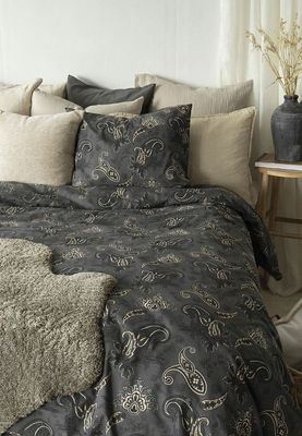 Tilly Svart Paisley Bäddset Enkeltäcke 150x210 Borganäs of Sweden