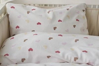 Hjärtrud Beige Barn Bäddset Spjälsäng 100x130 Borganäs of Sweden