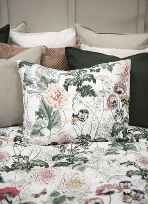 Fiona Vit Blommigt Bäddset Enkeltäcke 150x210 Borganäs of Sweden