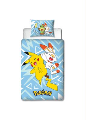 Pokemon Blå/Gul Barn Bäddset Enkeltäcke 150x210