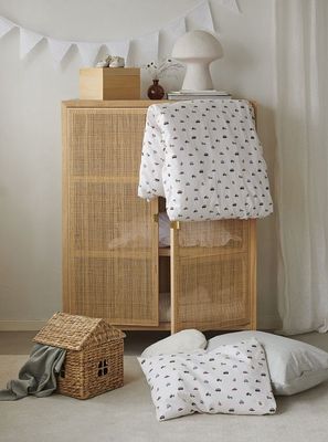 John Beige Bilar Barn Bäddset Spjälsäng 100x130 Borganäs of Sweden