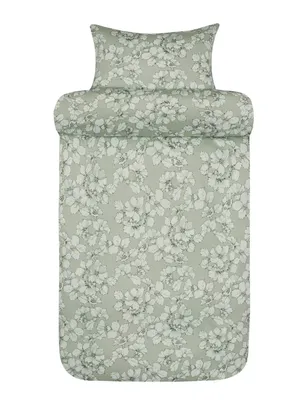 Amelia Grön Blommor Satin Bäddset Enkeltäcke 150x210 Höie