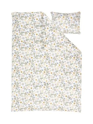 Risdal Satin Beige Blommor Bäddset Enkeltäcke 150x210 Kosta Linnewäfveri
