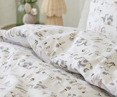 Fingal Svampar Pastell Bäddset Enkeltäcke 150x210 Borganäs of Sweden