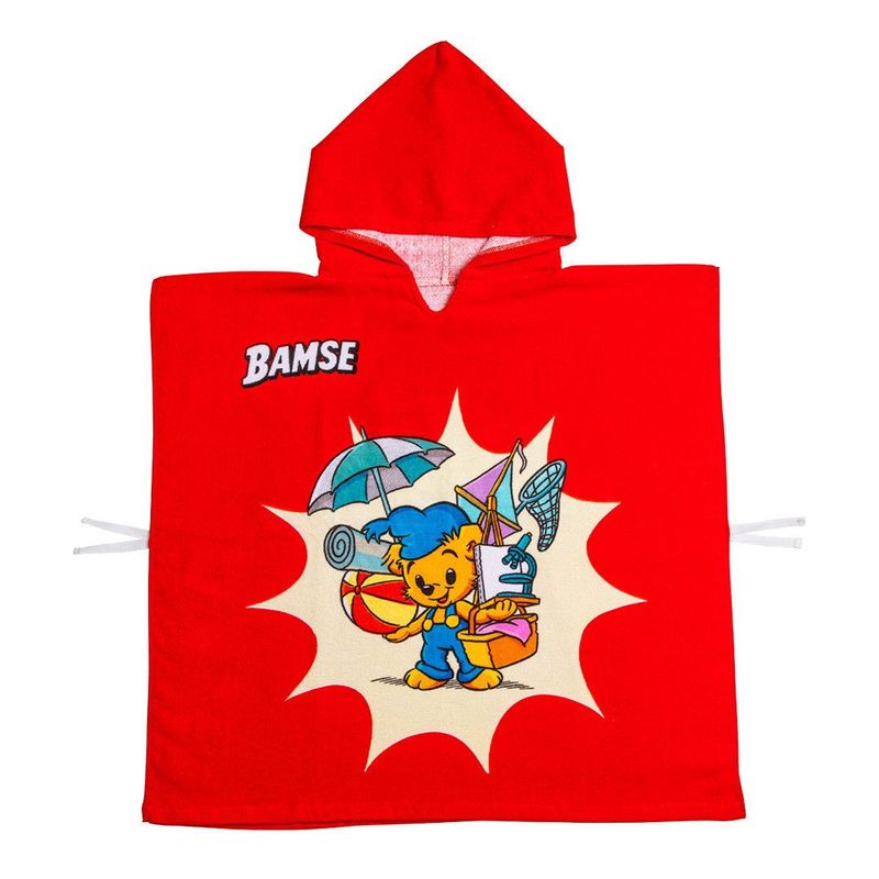Bamse Stranden Röd Barn Badponcho 65x130 Swimpy by Tildas