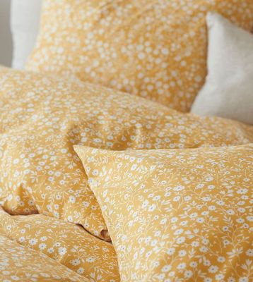 Hedda Gul Småblommigt Bäddset Enkeltäcke 150x210 Borganäs of Sweden