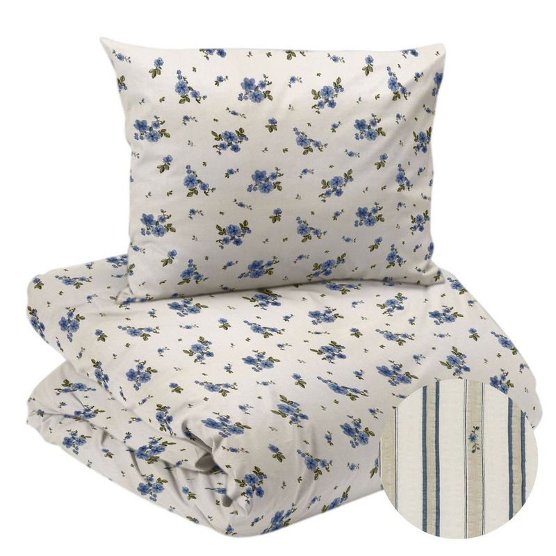 Stina Blå Blommor Bäckebölja Bäddset Enkeltäcke 150x210 Redlunds