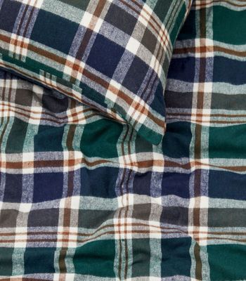 Mellbyn Flanell Rutigt Grön Bäddset Enkeltäcke 150x210 Lord Nelson