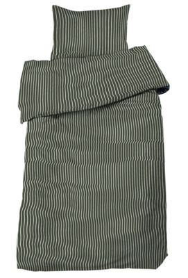 Malte Oliv Randigt Bäddset Enkeltäcke 150x210 Redlunds