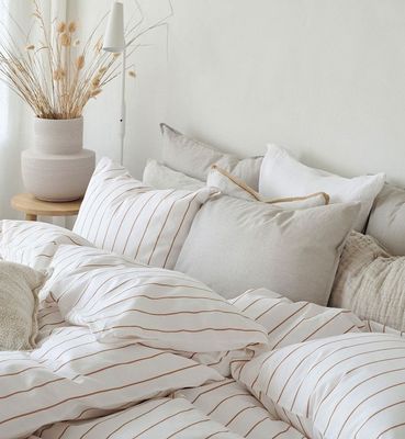 Saga Rost Randigt Bäddset Enkeltäcke 150x210 Borganäs of Sweden