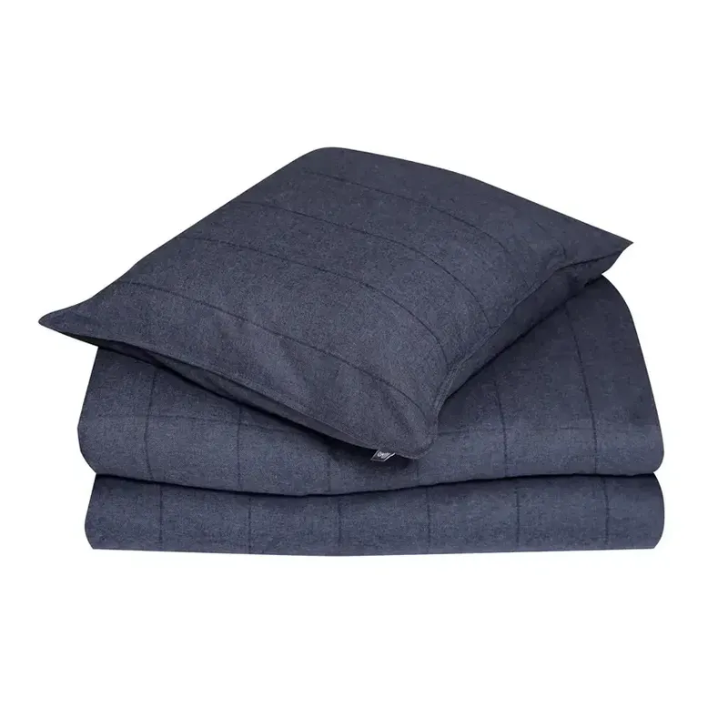 Storuman Flanell Mörkgrå/Svart Bäddset Enkeltäcke 150x210 Classic Textile