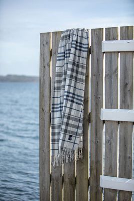 Pläd Tanger Grå Rutig 130x170 cm Kosta Linnewäfveri