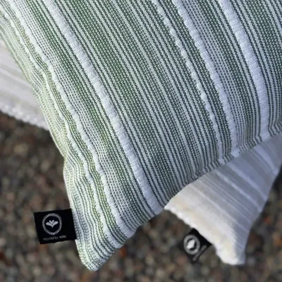 Ebba Grön/Vit Randigt 45x45 Kuddfodral Recycled by Wille