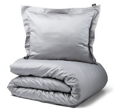 Manchester Satin Ljusgrå Bäddset Enkeltäcke 150x210 Kosta Linnewäfveri