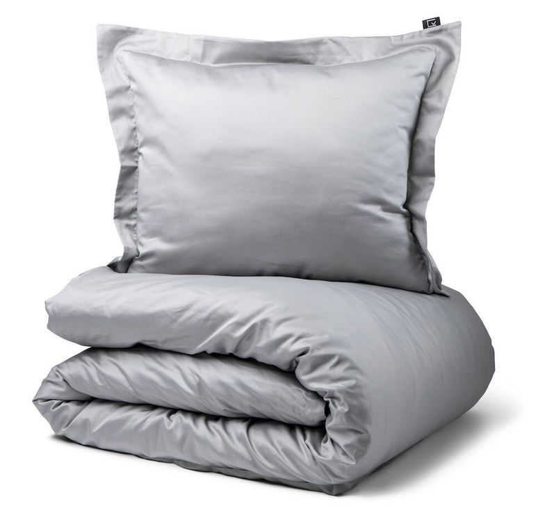 Manchester Satin Ljusgrå Bäddset Enkeltäcke 150x210 Kosta Linnewäfveri