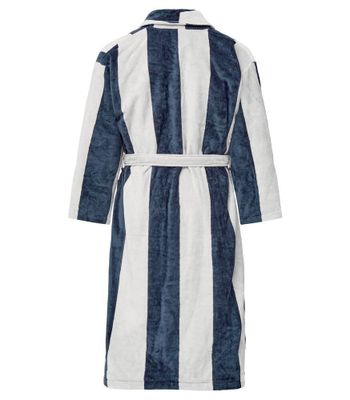 Morgonrock Velour Marin/Vit Kosta Linnewäfveri