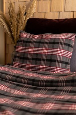 Skaveröd Flanell Rutigt Vinröd Bäddset Enkeltäcke 150x210 Lord Nelson