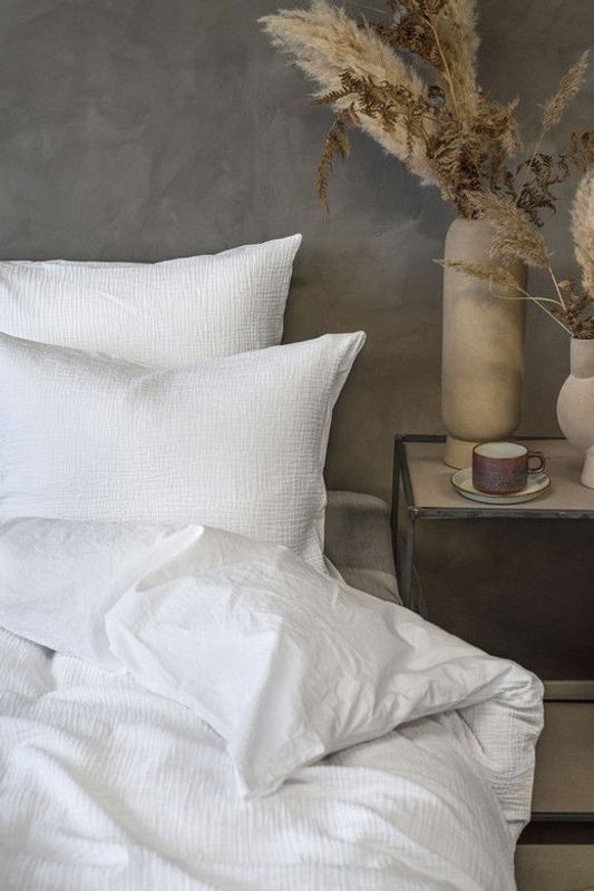 Enfärgat Vit Rolling Bäddset Enkeltäcke 150x210 Borganäs of Sweden