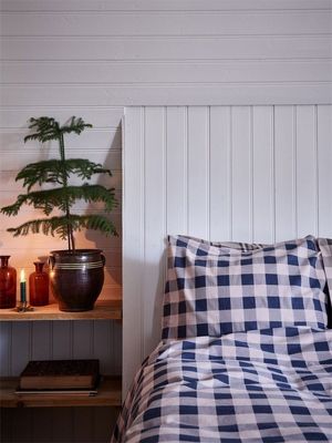 Livigno Blå Flanell Rutigt Bäddset Enkeltäcke 150x210 Redlunds