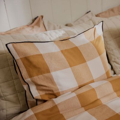 Rutigt Flanell Lejonfärgat Terrakotta Örngott 50x60 Gripsholm