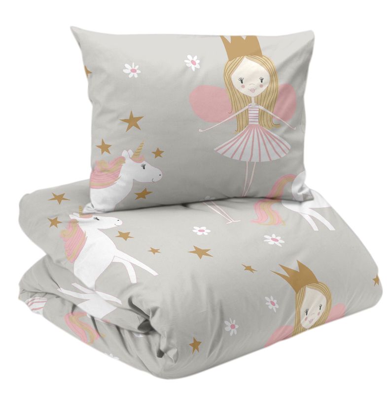 Nellie Prinsessa Grå Barn Bäddset Enkeltäcke 150x210 Redlunds