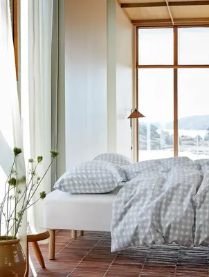 Birk Blå Rutig Bäckebölja Bäddset Enkeltäcke 150x210 Höie