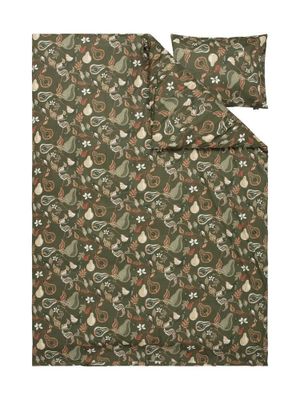 Bandene Grön Satin Bäddset Enkeltäcke 150x210 Kosta Linnewäfveri