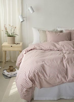 Märta Brun Rutigt Bäddset Enkeltäcke 150x210 Borganäs of Sweden