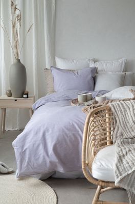 Enfärgat Lila Washed Bäddset Enkeltäcke 150x210 Borganäs of Sweden