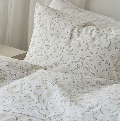Vilja Gul Blommigt Bäddset Enkeltäcke 150x210 Borganäs of Sweden