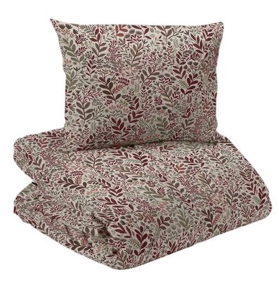 Hage Vinröd blommigt Bäddset Enkeltäcke 150x210 Redlunds