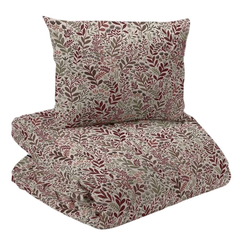 Hage Vinröd blommigt Bäddset Enkeltäcke 150x210 Redlunds