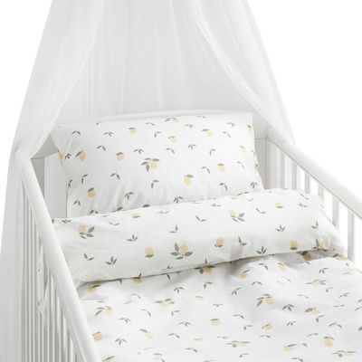 Lemons Gul Frukt Barn Bäddset Spjälsäng 100x130 Borganäs of Sweden